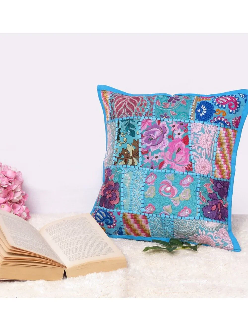 Oussum Pillow Case Cotton Patchwork Vintage-Inspired Look Comfort Cushion Cover